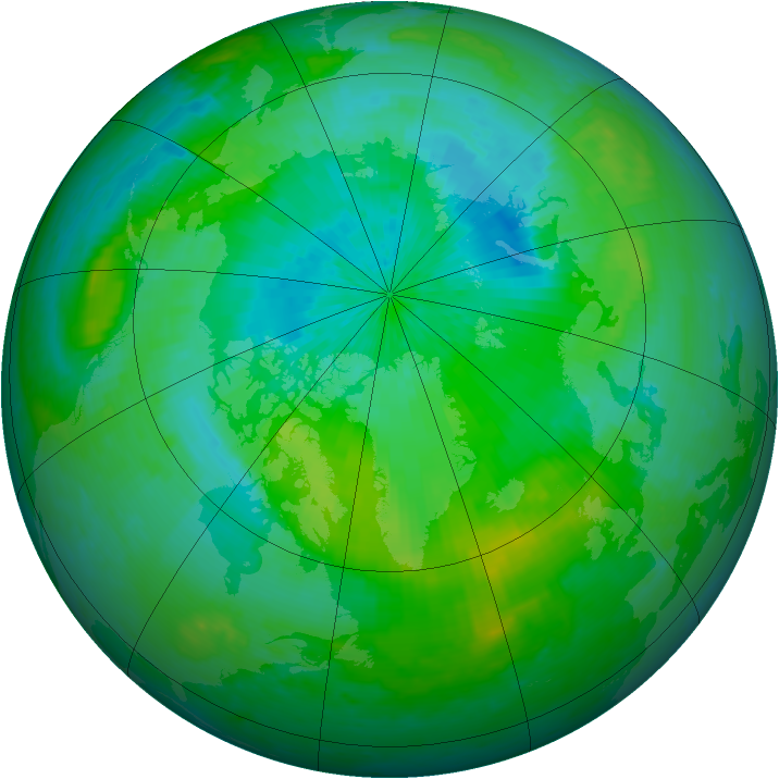 Arctic ozone map for 20 August 2001